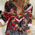Merry Christmas AFL Bombers Women Casual Shirt Aboriginal Santa Football Mascot