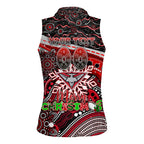 Merry Christmas AFL Bombers Women Sleeveless Polo Shirt Aboriginal Santa Football Mascot