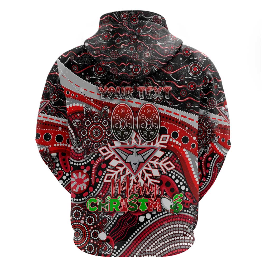 Merry Christmas AFL Bombers Zip Hoodie Aboriginal Santa Football Mascot