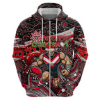Merry Christmas AFL Bombers Zip Hoodie Aboriginal Santa Football Mascot