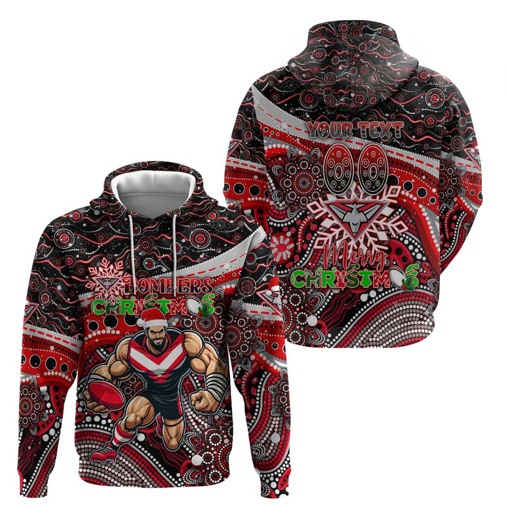 Merry Christmas AFL Bombers Zip Hoodie Aboriginal Santa Football Mascot