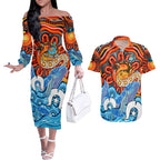 aboriginal-and-torres-strait-islands-couples-matching-off-the-shoulder-long-sleeve-dress-and-hawaiian-shirt-we-are-one