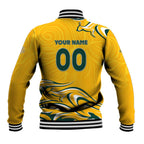 Personalised Australia Soccer Matildas Baseball Jacket Kangaroo Tornado Yellow DT02