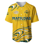 Personalised Australia Soccer Matildas Baseball Jersey Kangaroo Tornado Yellow DT02
