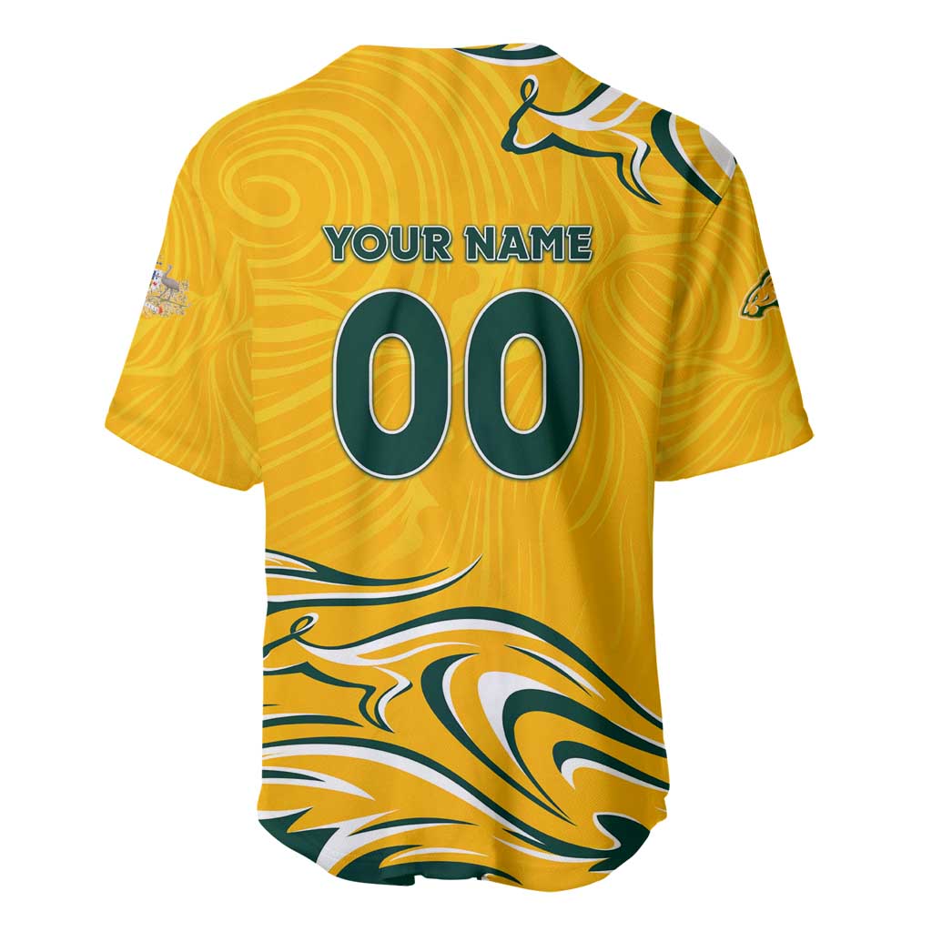 Personalised Australia Soccer Matildas Baseball Jersey Kangaroo Tornado Yellow DT02