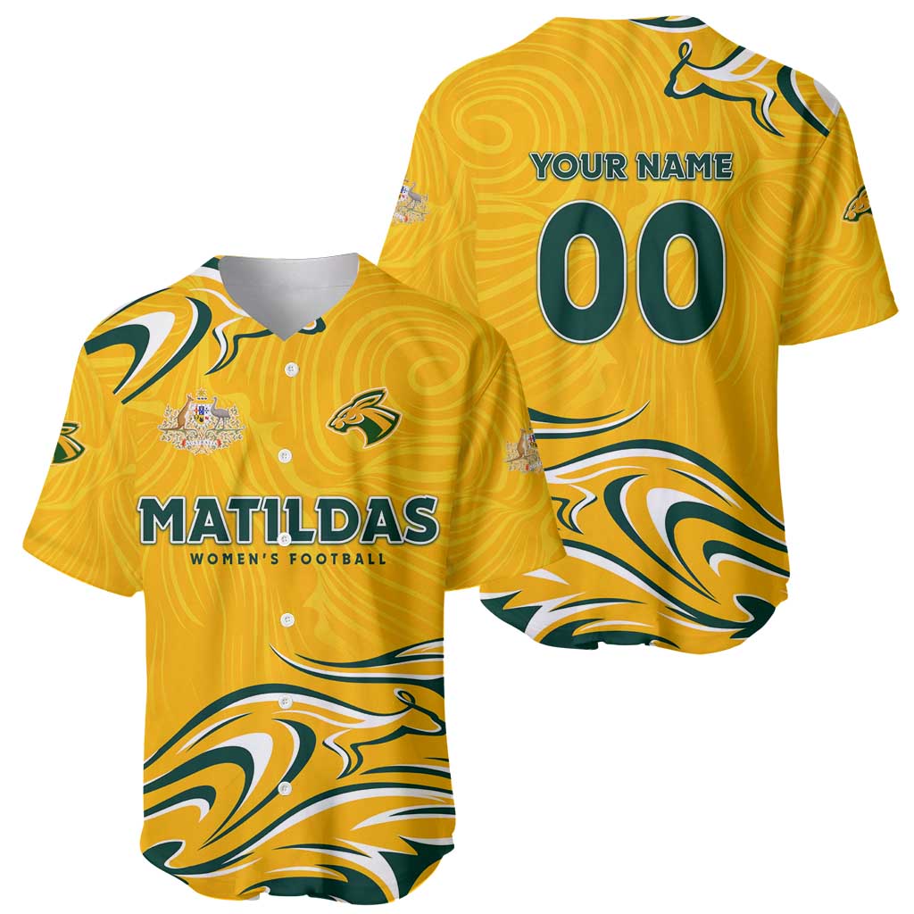 Personalised Australia Soccer Matildas Baseball Jersey Kangaroo Tornado Yellow DT02