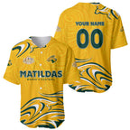 Personalised Australia Soccer Matildas Baseball Jersey Kangaroo Tornado Yellow DT02