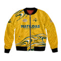 Personalised Australia Soccer Matildas Bomber Jacket Kangaroo Tornado Yellow DT02