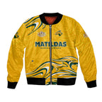 Personalised Australia Soccer Matildas Bomber Jacket Kangaroo Tornado Yellow DT02