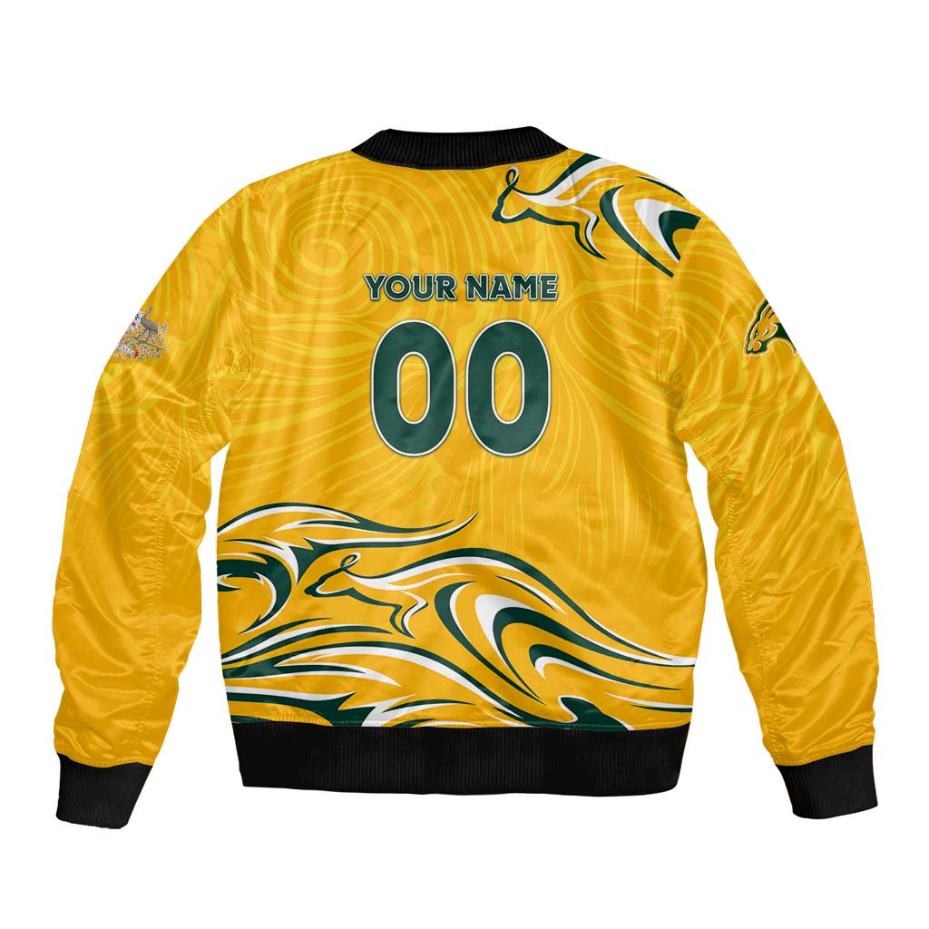 Personalised Australia Soccer Matildas Bomber Jacket Kangaroo Tornado Yellow DT02