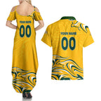 Personalised Australia Soccer Matildas Couples Matching Summer Maxi Dress and Hawaiian Shirt Kangaroo Tornado Yellow DT02
