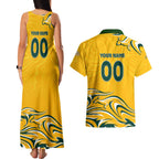 Personalised Australia Soccer Matildas Couples Matching Tank Maxi Dress and Hawaiian Shirt Kangaroo Tornado Yellow DT02