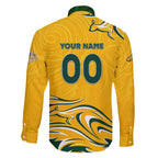 Personalised Australia Soccer Matildas Family Matching Long Sleeve Bodycon Dress and Hawaiian Shirt Kangaroo Tornado Yellow DT02
