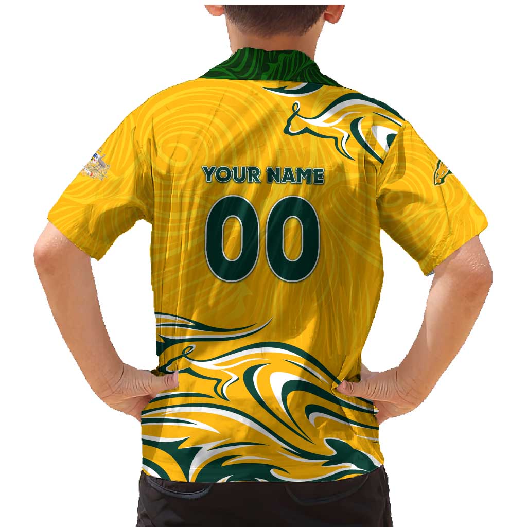 Personalised Australia Soccer Matildas Family Matching Mermaid Dress and Hawaiian Shirt Kangaroo Tornado Yellow DT02