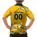 Personalised Australia Soccer Matildas Family Matching Mermaid Dress and Hawaiian Shirt Kangaroo Tornado Yellow DT02