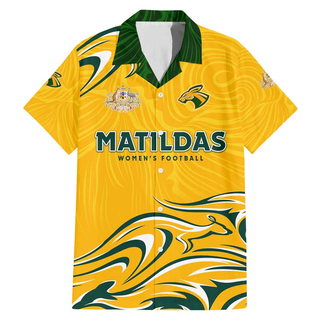 Personalised Australia Soccer Matildas Family Matching Mermaid Dress and Hawaiian Shirt Kangaroo Tornado Yellow DT02