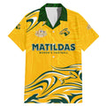Personalised Australia Soccer Matildas Family Matching Mermaid Dress and Hawaiian Shirt Kangaroo Tornado Yellow DT02