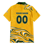 Personalised Australia Soccer Matildas Family Matching Mermaid Dress and Hawaiian Shirt Kangaroo Tornado Yellow DT02