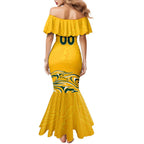 Personalised Australia Soccer Matildas Family Matching Mermaid Dress and Hawaiian Shirt Kangaroo Tornado Yellow DT02