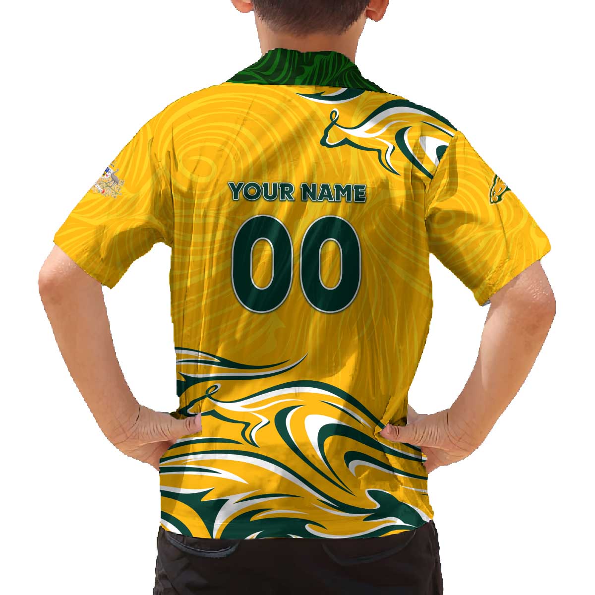 Personalised Australia Soccer Matildas Family Matching Off The Shoulder Long Sleeve Dress and Hawaiian Shirt Kangaroo Tornado Yellow DT02