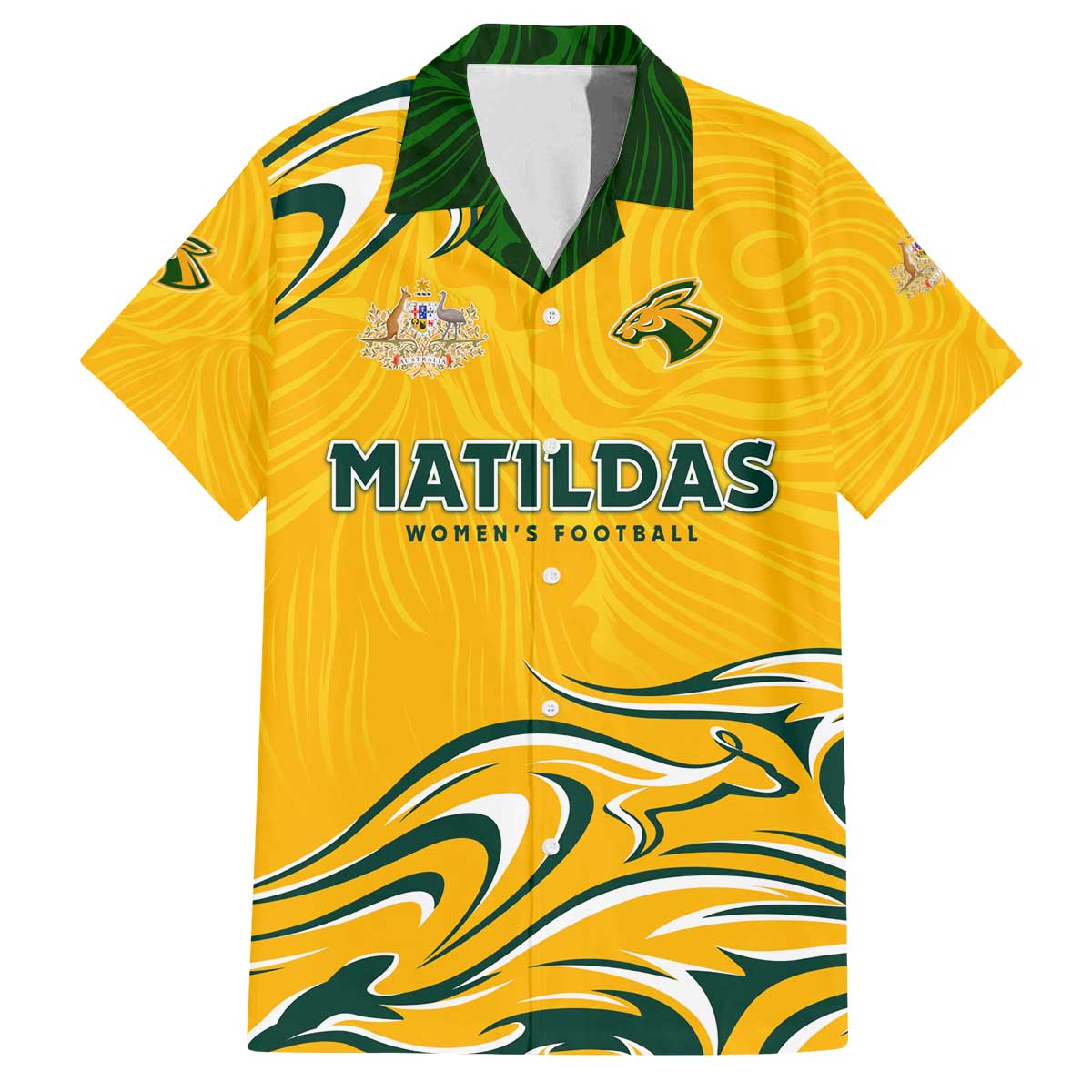 Personalised Australia Soccer Matildas Family Matching Off The Shoulder Long Sleeve Dress and Hawaiian Shirt Kangaroo Tornado Yellow DT02