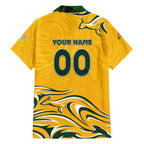 Personalised Australia Soccer Matildas Family Matching Off The Shoulder Long Sleeve Dress and Hawaiian Shirt Kangaroo Tornado Yellow DT02