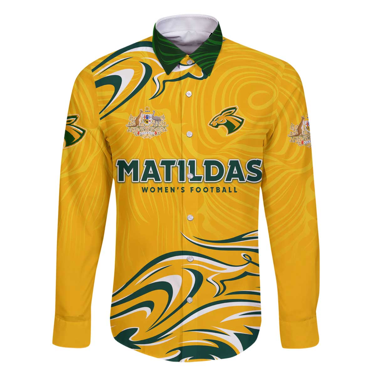 Personalised Australia Soccer Matildas Family Matching Off The Shoulder Long Sleeve Dress and Hawaiian Shirt Kangaroo Tornado Yellow DT02