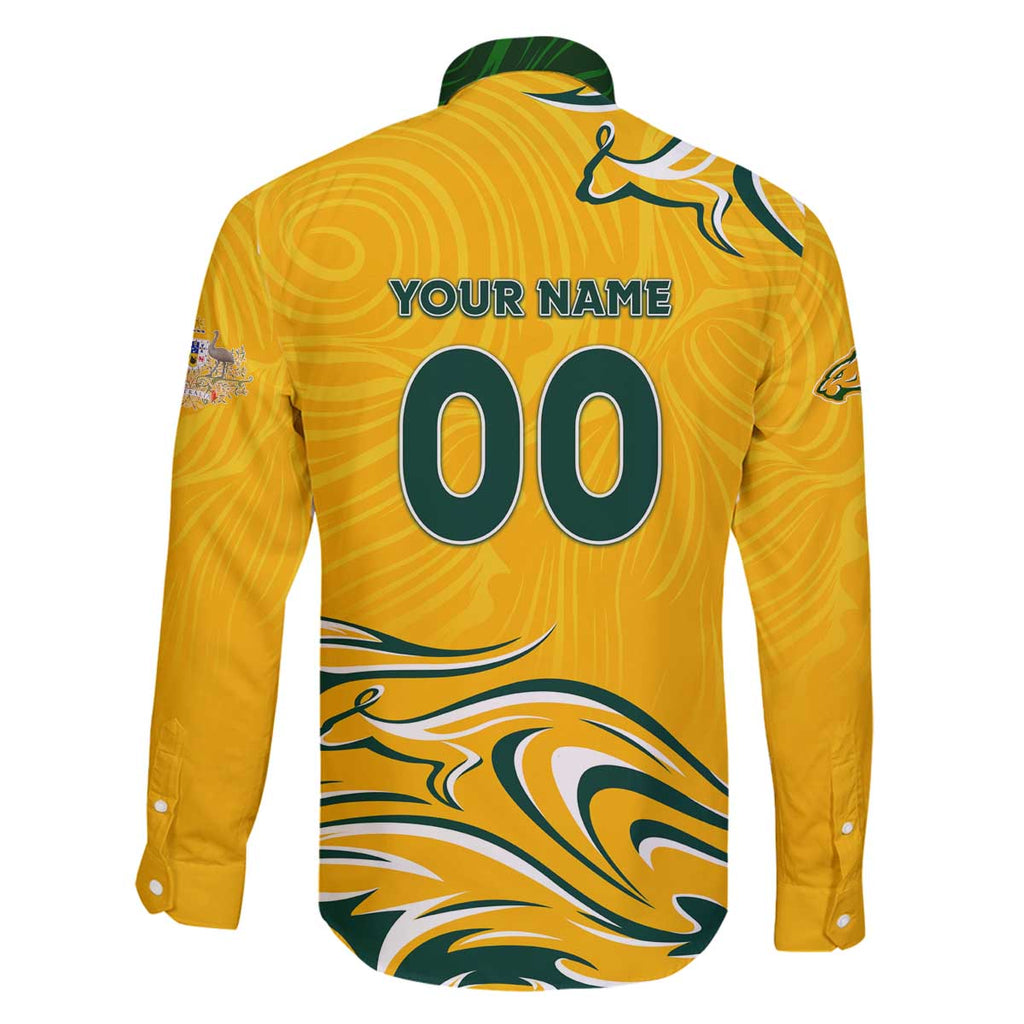 Personalised Australia Soccer Matildas Family Matching Off The Shoulder Long Sleeve Dress and Hawaiian Shirt Kangaroo Tornado Yellow DT02