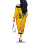Personalised Australia Soccer Matildas Family Matching Off The Shoulder Long Sleeve Dress and Hawaiian Shirt Kangaroo Tornado Yellow DT02