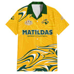 Personalised Australia Soccer Matildas Family Matching Off Shoulder Maxi Dress and Hawaiian Shirt Kangaroo Tornado Yellow DT02