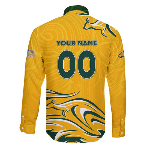 Personalised Australia Soccer Matildas Family Matching Short Sleeve Bodycon Dress and Hawaiian Shirt Kangaroo Tornado Yellow DT02