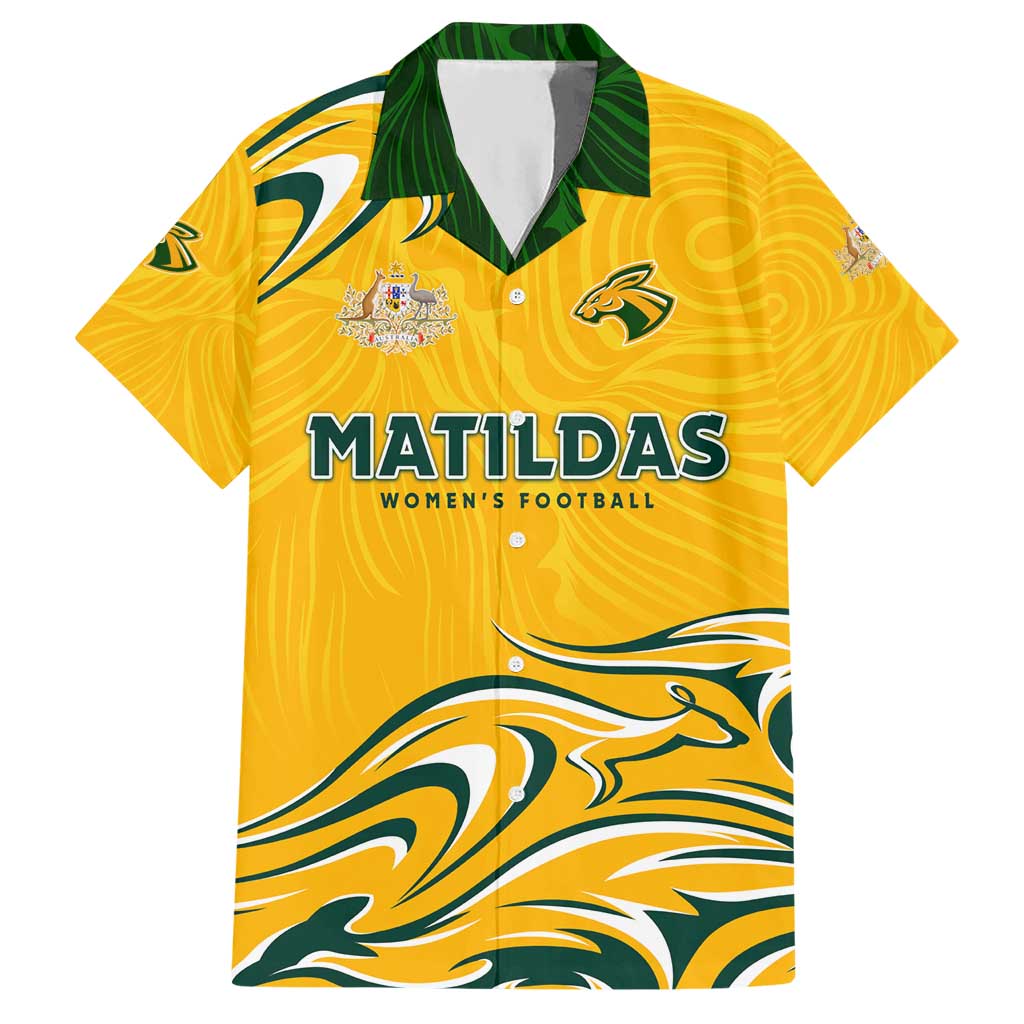 Personalised Australia Soccer Matildas Hawaiian Shirt Kangaroo Tornado Yellow DT02