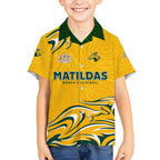Personalised Australia Soccer Matildas Hawaiian Shirt Kangaroo Tornado Yellow DT02