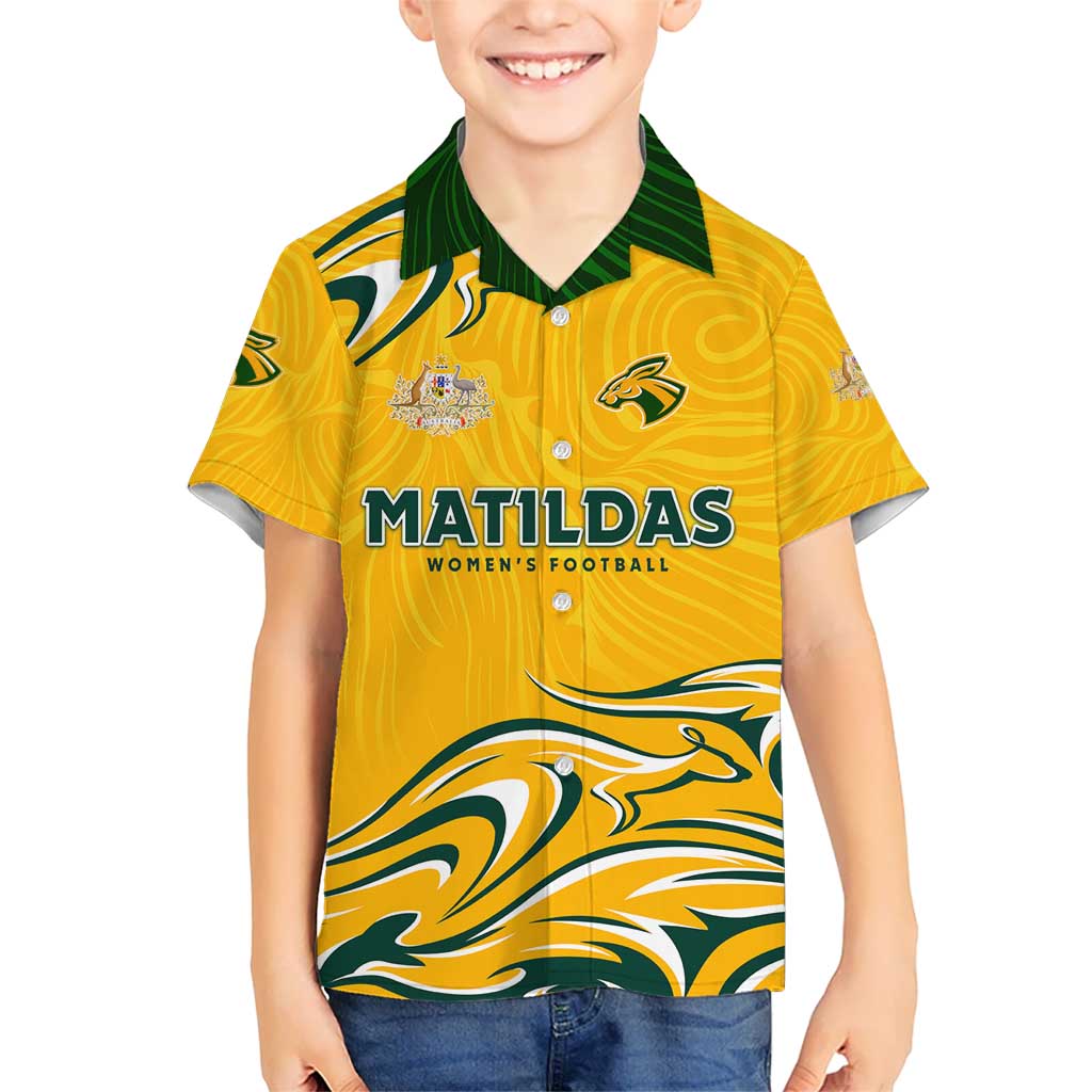 Personalised Australia Soccer Matildas Hawaiian Shirt Kangaroo Tornado Yellow DT02