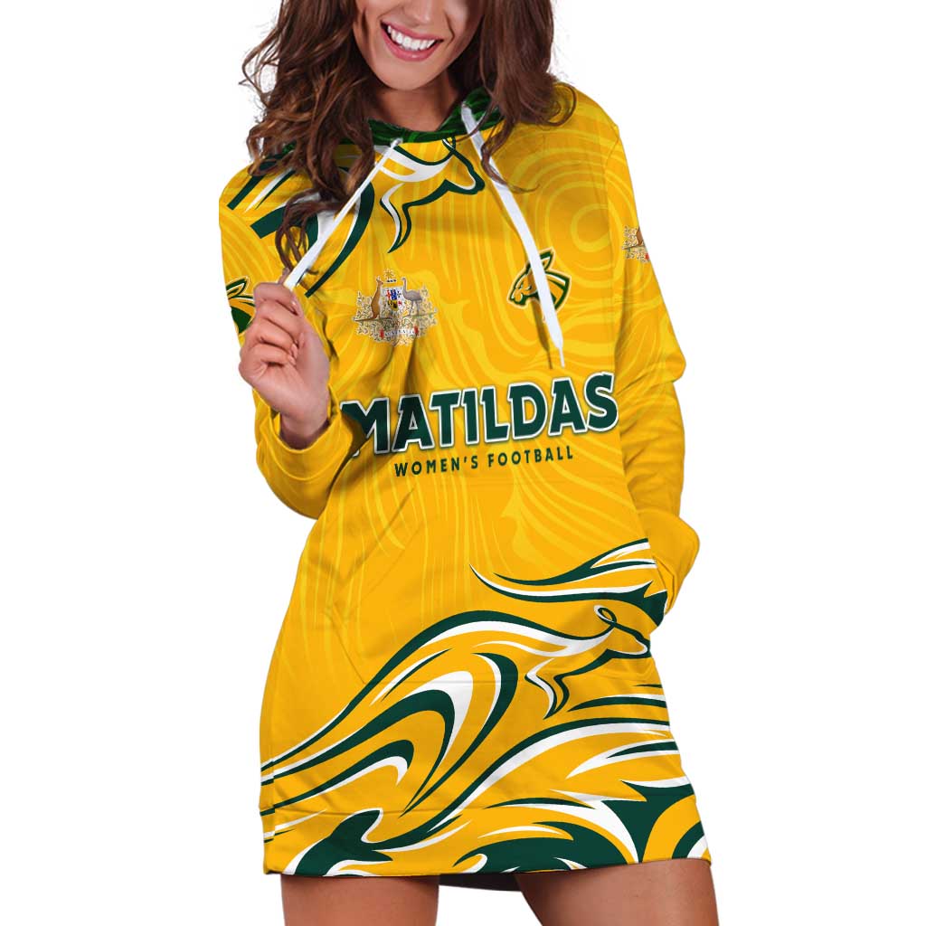 Personalised Australia Soccer Matildas Hoodie Dress Kangaroo Tornado Yellow DT02