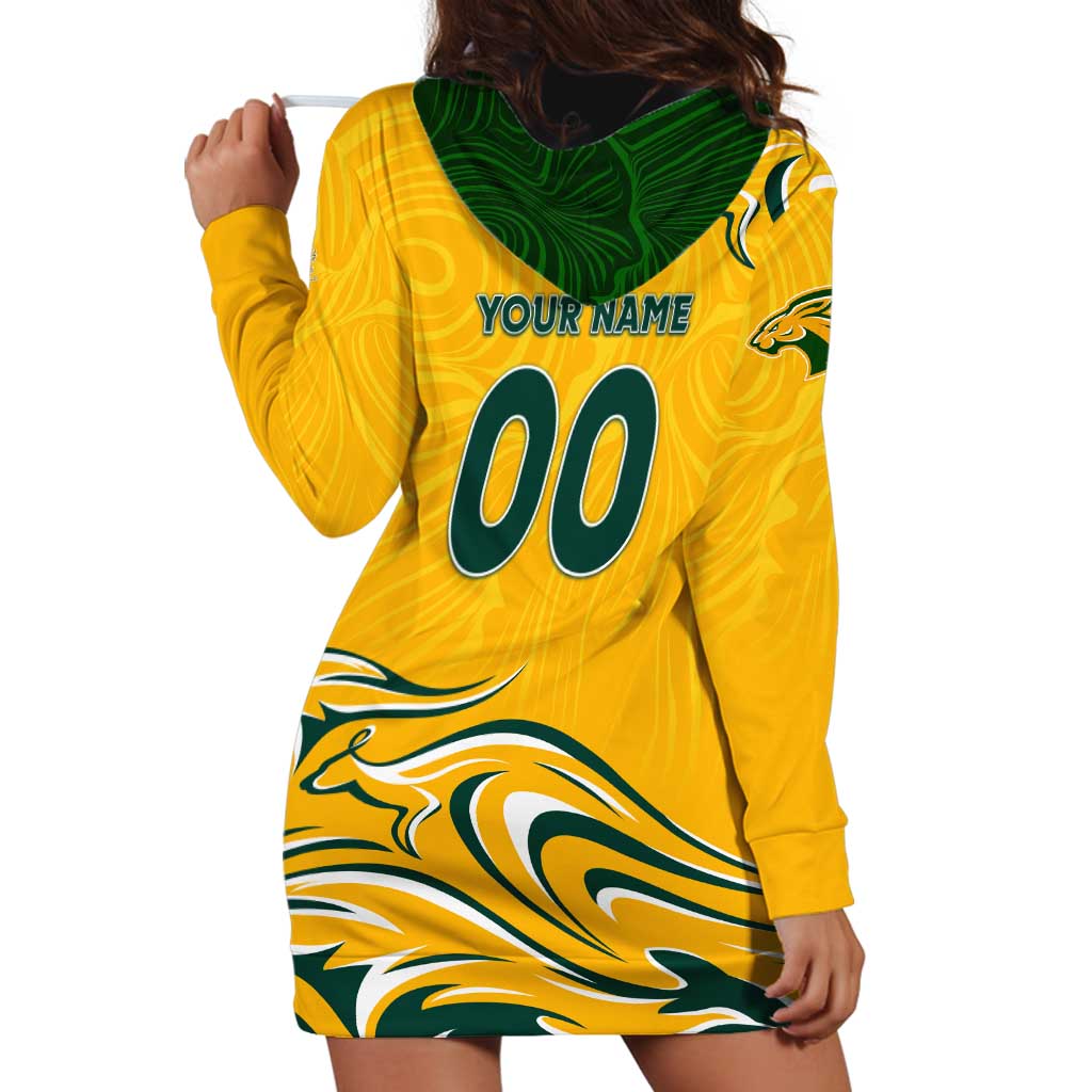Personalised Australia Soccer Matildas Hoodie Dress Kangaroo Tornado Yellow DT02
