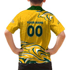 Personalised Australia Soccer Matildas Kid Hawaiian Shirt Kangaroo Tornado Yellow DT02