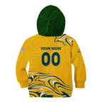 Personalised Australia Soccer Matildas Kid Hoodie Kangaroo Tornado Yellow DT02
