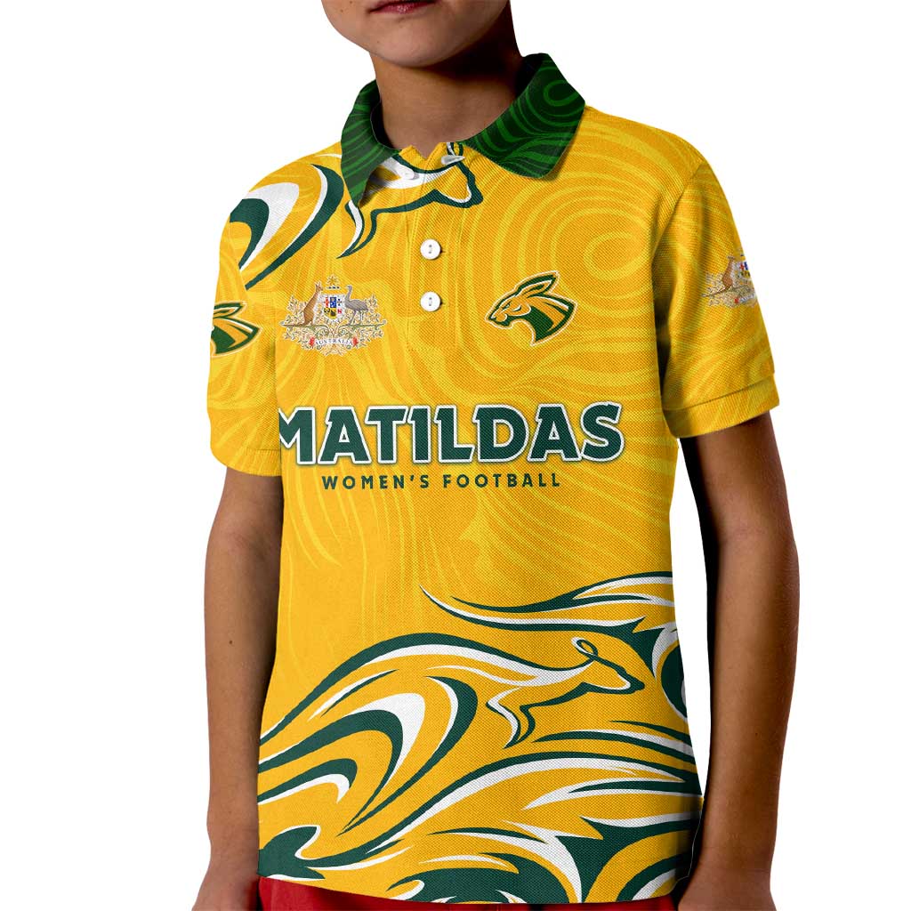 Personalised Australia Soccer Matildas Kid Polo Shirt Kangaroo Tornado Yellow DT02