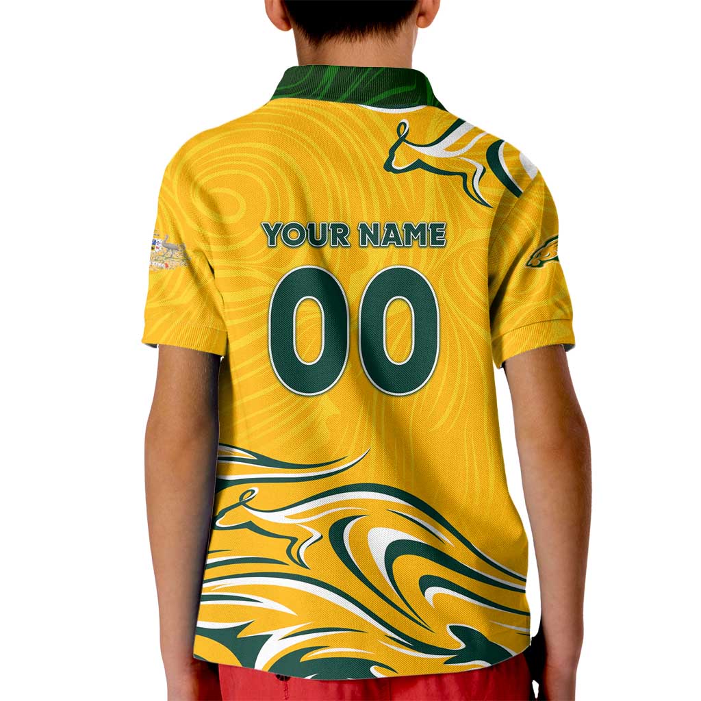 Personalised Australia Soccer Matildas Kid Polo Shirt Kangaroo Tornado Yellow DT02