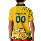 Personalised Australia Soccer Matildas Kid Polo Shirt Kangaroo Tornado Yellow DT02