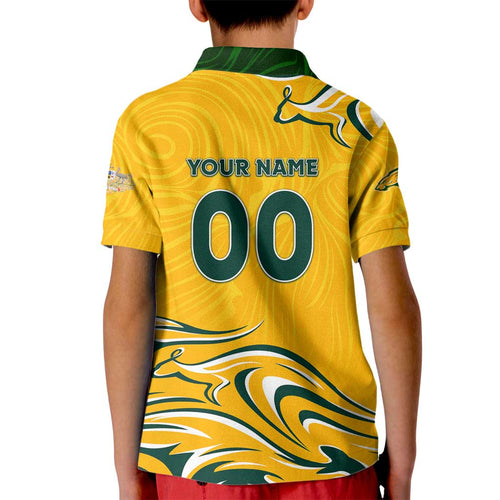 Personalised Australia Soccer Matildas Kid Polo Shirt Kangaroo Tornado Yellow DT02