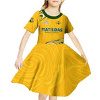 Personalised Australia Soccer Matildas Kid Short Sleeve Dress Kangaroo Tornado Yellow DT02