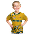 Personalised Australia Soccer Matildas Kid T Shirt Kangaroo Tornado Yellow DT02