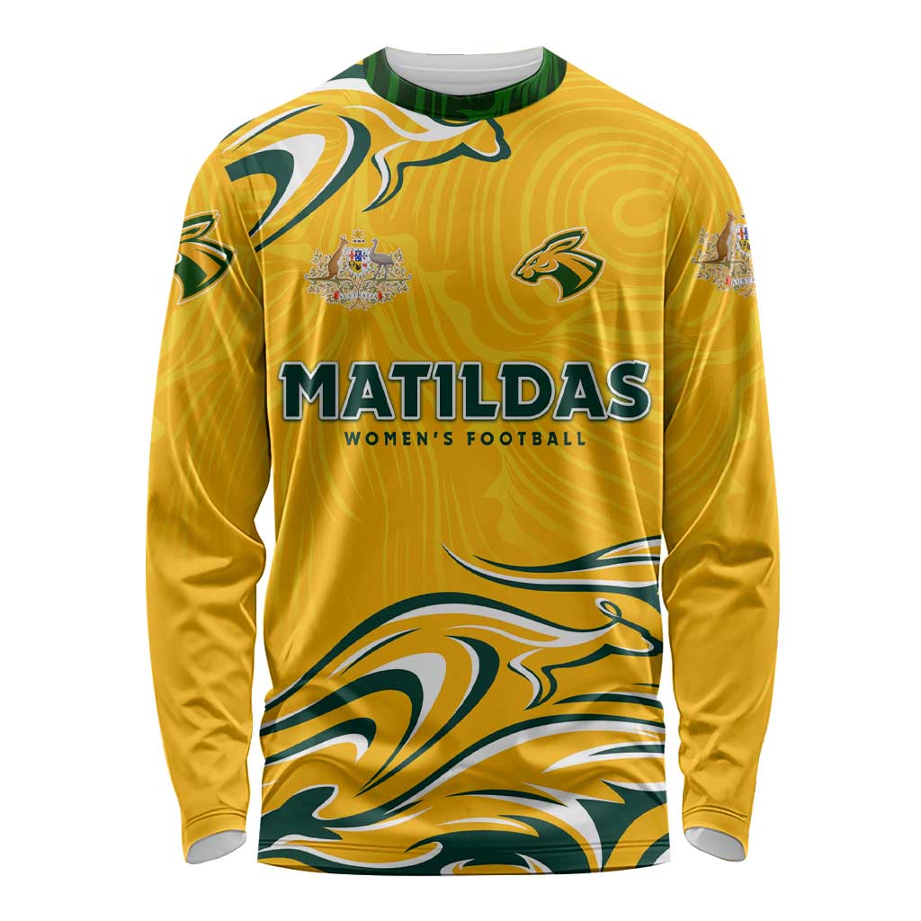 Personalised Australia Soccer Matildas Long Sleeve Shirt Kangaroo Tornado Yellow DT02