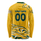 Personalised Australia Soccer Matildas Long Sleeve Shirt Kangaroo Tornado Yellow DT02