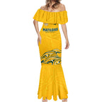 Personalised Australia Soccer Matildas Mermaid Dress Kangaroo Tornado Yellow DT02