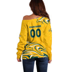 Personalised Australia Soccer Matildas Off Shoulder Sweater Kangaroo Tornado Yellow DT02
