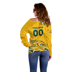 Personalised Australia Soccer Matildas Off Shoulder Sweater Kangaroo Tornado Yellow DT02