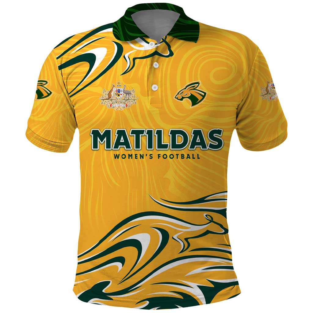 Personalised Australia Soccer Matildas Polo Shirt Kangaroo Tornado Yellow DT02